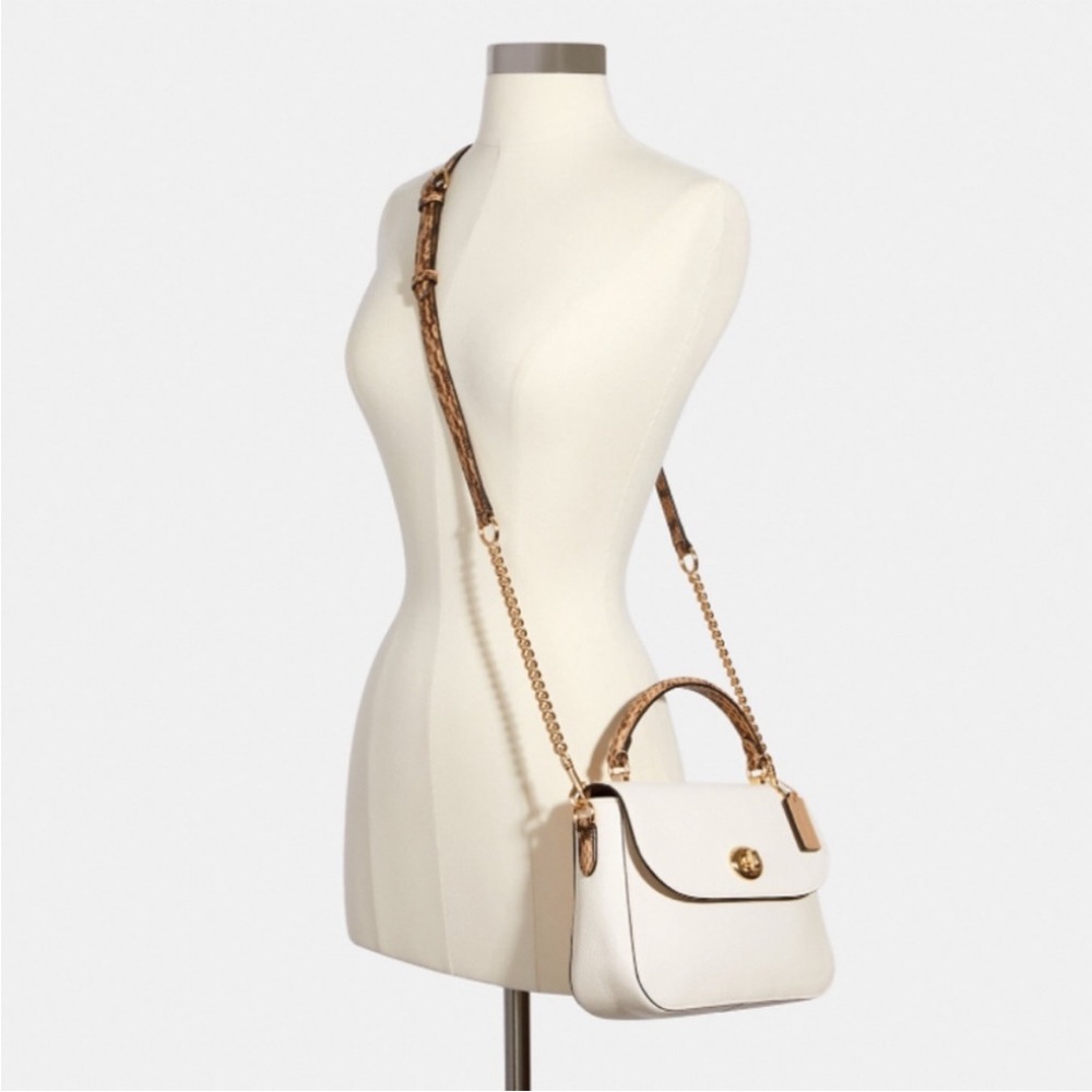 Coach Marlie Top Handle White/Ivory Snakeskin Bag